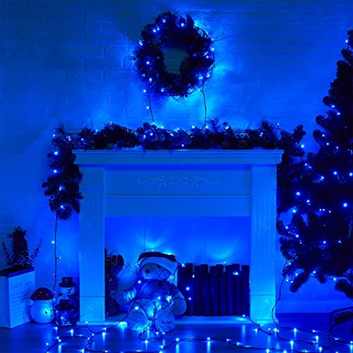 Christmas String Lights - 98FT 300 LED Twinkle Fairy Lights String With 8 Light Modes For Christmas Trees Garland Wreath Wedding Indoor Outdoor Holiday Decorations - Blue 5 Christmas String Lights - 98FT 300 LED Twinkle Fairy Lights String With 8 Light Modes For Christmas Trees Garland Wreath Wedding Indoor Outdoor Holiday Decorations - Blue - Image 3