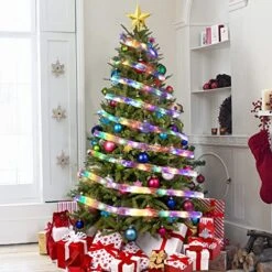 TURNMEON [ Extra Long ] 50 Ft 150 LED Ribbon Christmas Tree Lights Decoration, Adapter Powered Double Layer Copper Wire Fairy String Lights Christmas Tree Decorations Home Indoor New Year -National Tree Company Sale Shop 51Ynv5fSlkL