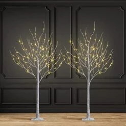 2 Pack 8FT Lighted Birch Tree 132 LED Artificial Tree For Decoration Inside And Outside, Home Patio Wedding Festival Christmas Decor, Warm White -National Tree Company Sale Shop 51YspZhw6L. AC