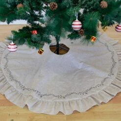 Homey Cozy 56 Inch Large Christmas Tree Skirt, Gray Flange -National Tree Company Sale Shop 51YuWnMTUPL
