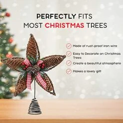 Ornativity Rattan Star Tree Topper - Christmas Rustic Acorn Tree Topper With Holly And Berry Decorations 12 Ornativity Rattan Star Tree Topper - Christmas Rustic Acorn Tree Topper With Holly And Berry Decorations -National Tree Company Sale Shop 51Yw0TftrQL
