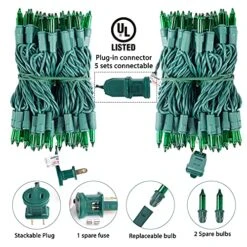 Minetom St. Patrick's Day Mini String Lights, 100 Count 27 Feet Detachable Incandescent Bulb Waterproof Green Fairy Lights Plug In For Indoor Outdoor Party Patio Christmas Decoration, Green Wire -National Tree Company Sale Shop 51Yy8gcMnVL
