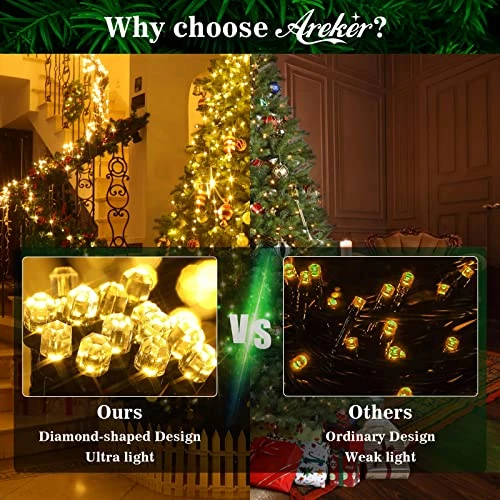 Areker Christmas Tree Lights, 400LED Christmas Tree Lights With Ring 10×6.6FT Ultra-Bright Diamond-Shaped,Warm White Christmas Lights For Christmas Trees 6.5/7/7.5FT With 8 Modes&Timer Waterproof 3 Areker Christmas Tree Lights, 400LED Christmas Tree Lights With Ring 10×6.6FT Ultra-Bright Diamond-Shaped,Warm White Christmas Lights For Christmas Trees 6.5/7/7.5FT With 8 Modes&Timer Waterproof