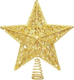 8" Glitter Gold Star Christmas Tree Topper Xmas Tree Topper Christmas Star Tree Topper Rustic Tree Topper Christmas Tree Holiday Decoration Christmas Tree Topper Star For 3-6 Ft Trees (Gold) -National Tree Company Sale Shop 51ZGWKV4fUL. AC