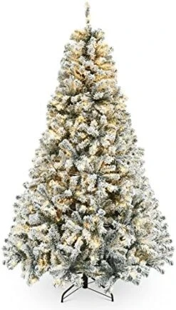 Okicoler Snow Flocked Artificial Holiday Christmas Pine Tree For Home, Office, Party Decoration W/ 350 Warm White Lights, Metal Hinges & Base, 7.5 Ft 20 Okicoler Snow Flocked Artificial Holiday Christmas Pine Tree For Home, Office, Party Decoration W/ 350 Warm White Lights, Metal Hinges & Base, 7.5 Ft -National Tree Company Sale Shop 51ZQpi4nqL. AC