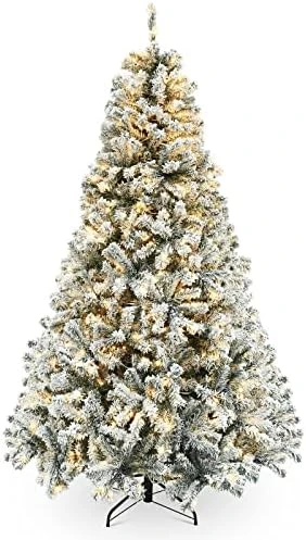 Okicoler Snow Flocked Artificial Holiday Christmas Pine Tree For Home, Office, Party Decoration W/ 350 Warm White Lights, Metal Hinges & Base, 7.5 Ft 11 Okicoler Snow Flocked Artificial Holiday Christmas Pine Tree For Home, Office, Party Decoration W/ 350 Warm White Lights, Metal Hinges & Base, 7.5 Ft - Image 9