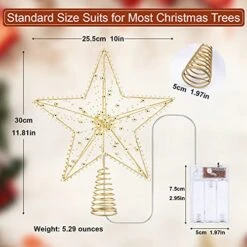 Illuminated Christmas Tree Topper Star Ornaments Battery Operated With Exquisite Gold Beads Warm Lights Treetop For Xmas Decorations Holiday Seasonal Decor -National Tree Company Sale Shop 51ZZHpuJixL