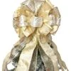 Flash World Christmas Tree Topper,27x12 Inches Large Toppers Bow With Streamer Wired Edge For Christmas Decoration (Gold)
