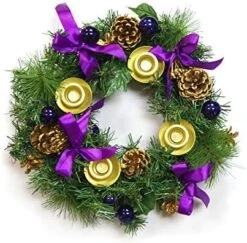 Mega Candles Christmas Advent Wreath With Purple Ribbon Accents And Gold Ring Candle Holder, Great Holiday Traditional Décor 10 Mega Candles Christmas Advent Wreath With Purple Ribbon Accents And Gold Ring Candle Holder, Great Holiday Traditional Décor -National Tree Company Sale Shop 51ZkgvPIkSL. AC