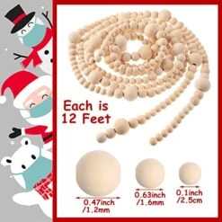 Yinder 4 Pcs 48 Feet Christmas Wooden Beaded Garland Decor 11.8 Ft Farmhouse Bead Wall Hanging Decor Rustic Wood Bead Garland Boho Christmas Tree Hanging Decorations For Holiday Mantel Home Ornaments -National Tree Company Sale Shop 51Zo0qCiv7L