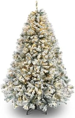 Okicoler Snow Flocked Artificial Holiday Christmas Pine Tree For Home, Office, Party Decoration W/ 350 Warm White Lights, Metal Hinges & Base, 7.5 Ft 19 Okicoler Snow Flocked Artificial Holiday Christmas Pine Tree For Home, Office, Party Decoration W/ 350 Warm White Lights, Metal Hinges & Base, 7.5 Ft -National Tree Company Sale Shop 51ZpQkSDg1L. AC