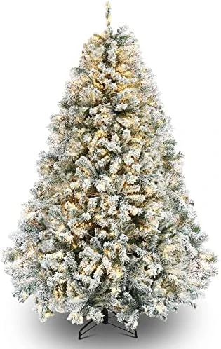 Okicoler Snow Flocked Artificial Holiday Christmas Pine Tree For Home, Office, Party Decoration W/ 350 Warm White Lights, Metal Hinges & Base, 7.5 Ft 10 Okicoler Snow Flocked Artificial Holiday Christmas Pine Tree For Home, Office, Party Decoration W/ 350 Warm White Lights, Metal Hinges & Base, 7.5 Ft - Image 8
