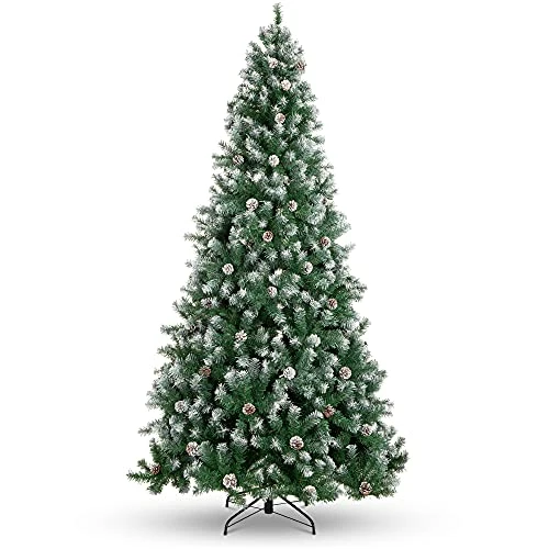 Best Choice Products 7.5ft Pre-Decorated Holiday Christmas Tree For Home, Office, Party Decoration W/ 1,346 PVC Branch Tips, Partially Flocked Design, Pine Cones, Metal Hinges & Base - Green/White 3 Best Choice Products 7.5ft Pre-Decorated Holiday Christmas Tree For Home, Office, Party Decoration W/ 1,346 PVC Branch Tips, Partially Flocked Design, Pine Cones, Metal Hinges & Base - Green/White