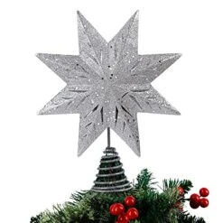 GUOOU Christmas Tree Topper, 11.4 Inch Christmas Tree Star Topper With Rotating Magic Rainbow LED Lights, Plug In Lighted Christmas Tree Ornament, Metal Christmas Tree Decorations (Silver) -National Tree Company Sale Shop 51a36CRyq1L