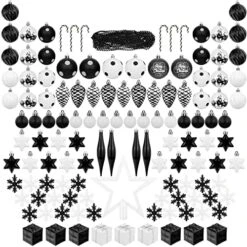 ITART 127ct Christmas Tree Ornaments Decorations Assortment Including Tree Topper Balls Snowflakes Stars Pine Cones Miniature Gift Boxes And Beads Garlands Finial (Black And White) 20 ITART 127ct Christmas Tree Ornaments Decorations Assortment Including Tree Topper Balls Snowflakes Stars Pine Cones Miniature Gift Boxes And Beads Garlands Finial (Black And White) -National Tree Company Sale Shop 51aIxaRnvEL. AC