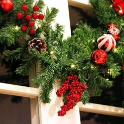 Hanizi 9 FT Christmas Garland, Battery Operated 8 Lighting Modes, Lighted Christmas Garland With 50 LEDs, Pine Cones, Red Berries -National Tree Company Sale Shop 51b0XoxZQ9L