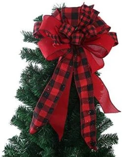 Christmas Tree Topper Bow With Glitter Satin Mesh Streamer For Xmas Ornaments Wreath Decor -National Tree Company Sale Shop 51bNBMfphSL. AC