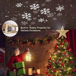 Christmas Star Tree Topper With Built-in Led Snowflake Projector Lights 10 Inch Hollowed Pentagram Tree Topper,Plug In Christmas Tree Ornament For Indoor Office Xmas New Year Holiday Tree Decoration -National Tree Company Sale Shop 51bRg7R0p7L