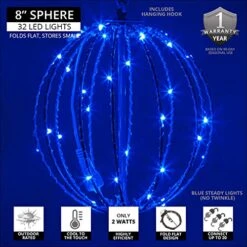 8" LED Fairy Light Ball – Indoor/Outdoor Fairy Lights Decoration With Fairy Mini Lights, Sphere Light Fold Flat Metal Frame (Blue Lights/Blue Frame) 10 8" LED Fairy Light Ball – Indoor/Outdoor Fairy Lights Decoration With Fairy Mini Lights, Sphere Light Fold Flat Metal Frame (Blue Lights/Blue Frame) -National Tree Company Sale Shop 51bVQ7ISKhL