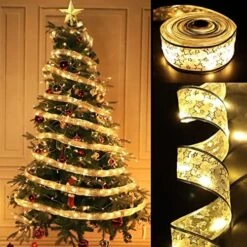TURNMEON [ Extra Long ] 50 Ft 150 LED Ribbon Christmas Tree Lights Decoration, Adapter Powered Double Layer Copper Wire Fairy String Lights Christmas Tree Decorations Home Indoor New Year -National Tree Company Sale Shop 51bZpZ3melL. AC