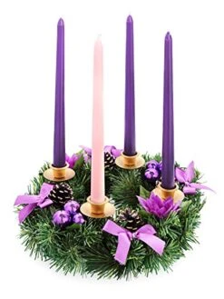 Purple Ribbon Christmas Advent Wreath - For Advent Calendar Season Candle Holder –Centerpiece Décor – Advent Candle Holder And X-mas Candles Decorations -National Tree Company Sale Shop 51bcRc75yuL