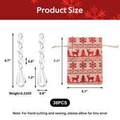 Christmas Crystal Decorations, 38PCS Christmas Tree Decor Ball Ornaments Set Hanging Acrylic Chandelier Beads For Xmas Garland Wedding Halloween Party Sun Catcher Rainbow Maker With Linen Bag -National Tree Company Sale Shop 51bwDKPdiTL