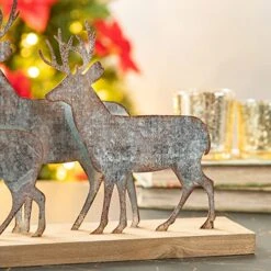 Glitzhome Christmas Table Decorations 12.81 Inches Metal Christmas Reindeer Decor Galvanized Deer Decoration For Home Country Christmas Decor Rustic Xmas Desk Decoration -National Tree Company Sale Shop 51bwfhI6QzL