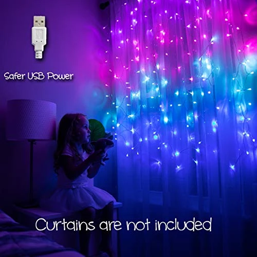 Something Unicorn - Purple Ombre LED String Curtain Lights With Remote For Teen Room, Girls Room, College Dorm, Nursery And Kids Room Décor. Perfect For Mermaid Decoration.(Premium Version) 6 Something Unicorn - Purple Ombre LED String Curtain Lights With Remote For Teen Room, Girls Room, College Dorm, Nursery And Kids Room Décor. Perfect For Mermaid Decoration.(Premium Version) - Image 4
