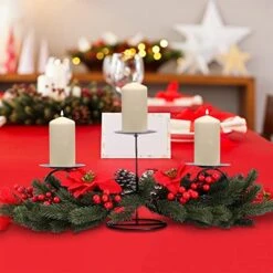 Azalon 26Inch Christmas Triple Candelabrum, Christmas Tabletop Poinsettia And Red Berry Table Centerpiece With 3 Candle Holders -National Tree Company Sale Shop 51cZa5WfO8L