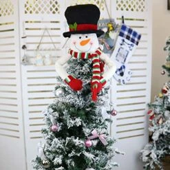 Christmas Tree Topper Snowman Top Hugger For Xmas Tree Holiday Decorations Winter Wonderland Decoration New Year Decorations Ornament With Hat Shawl And Poseable Arms -National Tree Company Sale Shop 51crtk95WrL