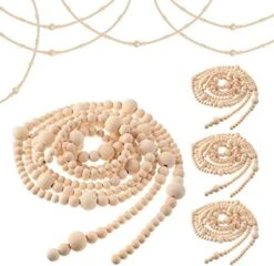 Yinder 4 Pcs 48 Feet Christmas Wooden Beaded Garland Decor 11.8 Ft Farmhouse Bead Wall Hanging Decor Rustic Wood Bead Garland Boho Christmas Tree Hanging Decorations For Holiday Mantel Home Ornaments -National Tree Company Sale Shop 51d0aAnP8dL. AC