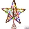 Star Tree Toppers Christmas Decorations Indoor Natural Brown Rattan Star Christmas Tree Topper Lighted Rustic Rattan Star Rustic Rattan Treetop Holiday Xmas Party Decorations (Coloured Light) -National Tree Company Sale Shop 51dAANYDMIL