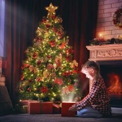 Hykolity 7.5 Ft Prelit Christmas Tree, Artificial Christmas Tree With 450 Color Changing LED Lights, 1450 Tips, Metal Stand And Hinged Branches, 10 Color Modes -National Tree Company Sale Shop 51dCXkKkFgL