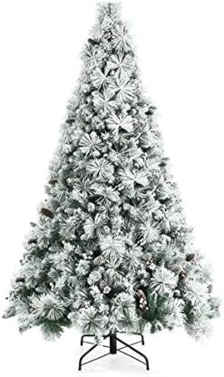 Goplus 7ft Snow Flocked Christmas Tree, Artificial Hinged Xmas Pine Tree W/ 1014 Glitter Branches, Pine Cone & Red Berries, Frosty Tree For Indoor Holiday Festival Decoration 18 Goplus 7ft Snow Flocked Christmas Tree, Artificial Hinged Xmas Pine Tree W/ 1014 Glitter Branches, Pine Cone & Red Berries, Frosty Tree For Indoor Holiday Festival Decoration -National Tree Company Sale Shop 51dGaqmzqPL. AC
