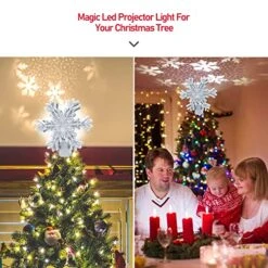 SXSGSM Christmas Tree Topper Lights, Snowflake Tree Topper With Magic Rotating Snowflake Projector, 3D Glitter Projector Xmas Tree Topper For Christmas Tree Decorations (Silver) -National Tree Company Sale Shop 51dfvV2W5FL