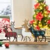 Glitzhome Christmas Centerpiece Table Decoration 18 Inches Galvanized Metal Christmas Reindeer Decor Farmhouse Galvanized Wood Deer Decor Rustic Christmas Decor For Table Mantle Fireplace Xmas Decor