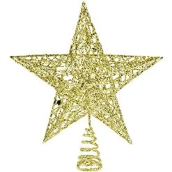 Ornativity Gold Star Tree Topper - Christmas Glitter Star Ornament Treetop Decoration