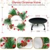 Olamtai Set Of 4 Christmas Candle Holder, Small Christmas Wreath 4pcs, Candle Holders With Christmas Candle Rings, Matte Black Christmas Candle Holders For Pillar Candles, Christmas Decorations Indoor
