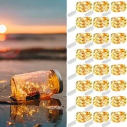 WERTIOO 24 Pack Fairy Lights Battery Operated, 6.5ft 20 LED String Lights Flexible Silver Wire Mini Fairy String Lights For Indoor Mason Jars Wedding Party Christmas Decor -National Tree Company Sale Shop 51e7ugebbFL. AC