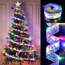 TURNMEON [ Extra Long ] 50 Ft 150 LED Ribbon Christmas Tree Lights Decoration, Adapter Powered Double Layer Copper Wire Fairy String Lights Christmas Tree Decorations Home Indoor New Year -National Tree Company Sale Shop 51eOFH4TxL. AC