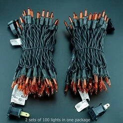 YULETIME Orange String Lights With Black Wire, 66 Feet 200 Count UL Certified Christmas Light, Pack Of 2 Sets 33 Ft 100 Amber Mini Light Set For Halloween Thanksgiving Holidays (Orange) -National Tree Company Sale Shop 51eUPt16RIS