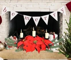 DearHouse 22Inch Christmas Candle Holder Centerpiece, Poinsettia And Red Berry Table Centerpiece With 3 Candle Holders Table Accent Centerpiece For Festival Home Decoration -National Tree Company Sale Shop 51ebhqARdQL