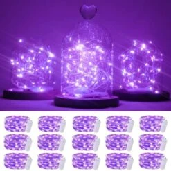 15 Packs 20 Led Purple Fairy Lights Battery Operated 6.6ft Silver String Lights Waterproof Firefly Starry Light For DIY Table Centerpieces Wedding Halloween Christmas Party Decor -National Tree Company Sale Shop 51ejOT4QUhL. AC