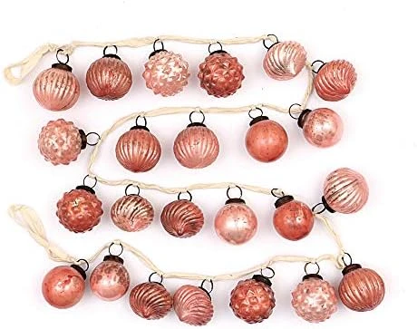 Creative Co-Op Distressed White & Grey Embossed Mercury Glass Ornament Fabric String Garland, Taupe And Cream 12 Creative Co-Op Distressed White & Grey Embossed Mercury Glass Ornament Fabric String Garland, Taupe And Cream - Image 10