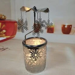 ILaJao Rotary Tea Light Carousel Angel Rotary Candle Holders Spinning Tealight Holders Christmas Decoration For Tabel Centrepieces Gift For Mom Women Wife Birthday-6 ¼ Inch Tall（Nordic Elk） -National Tree Company Sale Shop 51fez2EGtaL. AC