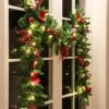 Hanizi 9 FT Christmas Garland, Battery Operated 8 Lighting Modes, Lighted Christmas Garland With 50 LEDs, Pine Cones, Red Berries