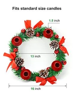 Christmas Decoration Centerpiece Advent Wreath With 4 Candles Holder, 16 Inch Candlestick Holder With Pine Cone, Ribbon, Berry, Perfect For Outdoor Wedding Party Indoor Xmas Table Decor Gift 11 Christmas Decoration Centerpiece Advent Wreath With 4 Candles Holder, 16 Inch Candlestick Holder With Pine Cone, Ribbon, Berry, Perfect For Outdoor Wedding Party Indoor Xmas Table Decor Gift -National Tree Company Sale Shop 51g18Dkp2rL