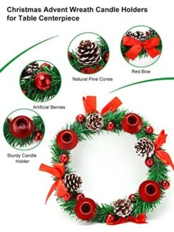 Christmas Decoration Centerpiece Advent Wreath With 4 Candles Holder, 16 Inch Candlestick Holder With Pine Cone, Ribbon, Berry, Perfect For Outdoor Wedding Party Indoor Xmas Table Decor Gift 12 Christmas Decoration Centerpiece Advent Wreath With 4 Candles Holder, 16 Inch Candlestick Holder With Pine Cone, Ribbon, Berry, Perfect For Outdoor Wedding Party Indoor Xmas Table Decor Gift -National Tree Company Sale Shop 51g68BCGanL