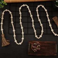Christmas Wood Bead Garlands With Tassels Farmhouse Rustic Country Boho Decorations Natural Wall Hanging Vase Handle Door Prayer Beads For Xmas Tiered Tray Decor (Wood Color, 7.9 Feet) 9 Christmas Wood Bead Garlands With Tassels Farmhouse Rustic Country Boho Decorations Natural Wall Hanging Vase Handle Door Prayer Beads For Xmas Tiered Tray Decor (Wood Color, 7.9 Feet) -National Tree Company Sale Shop 51gCXZabqoL