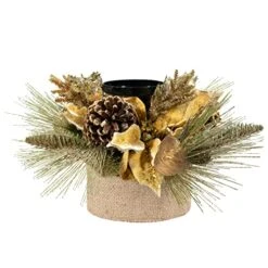 TWINCODECOR Christmas Décor Candle Holder – Xmas Themed Candle Holder Pine Cones And Red Berry Table Centerpiece With 1 Candle Holders For Festival Home Decoration 15" X 15" X 10"(Exclude Candles) -National Tree Company Sale Shop 51goMYeBQvL
